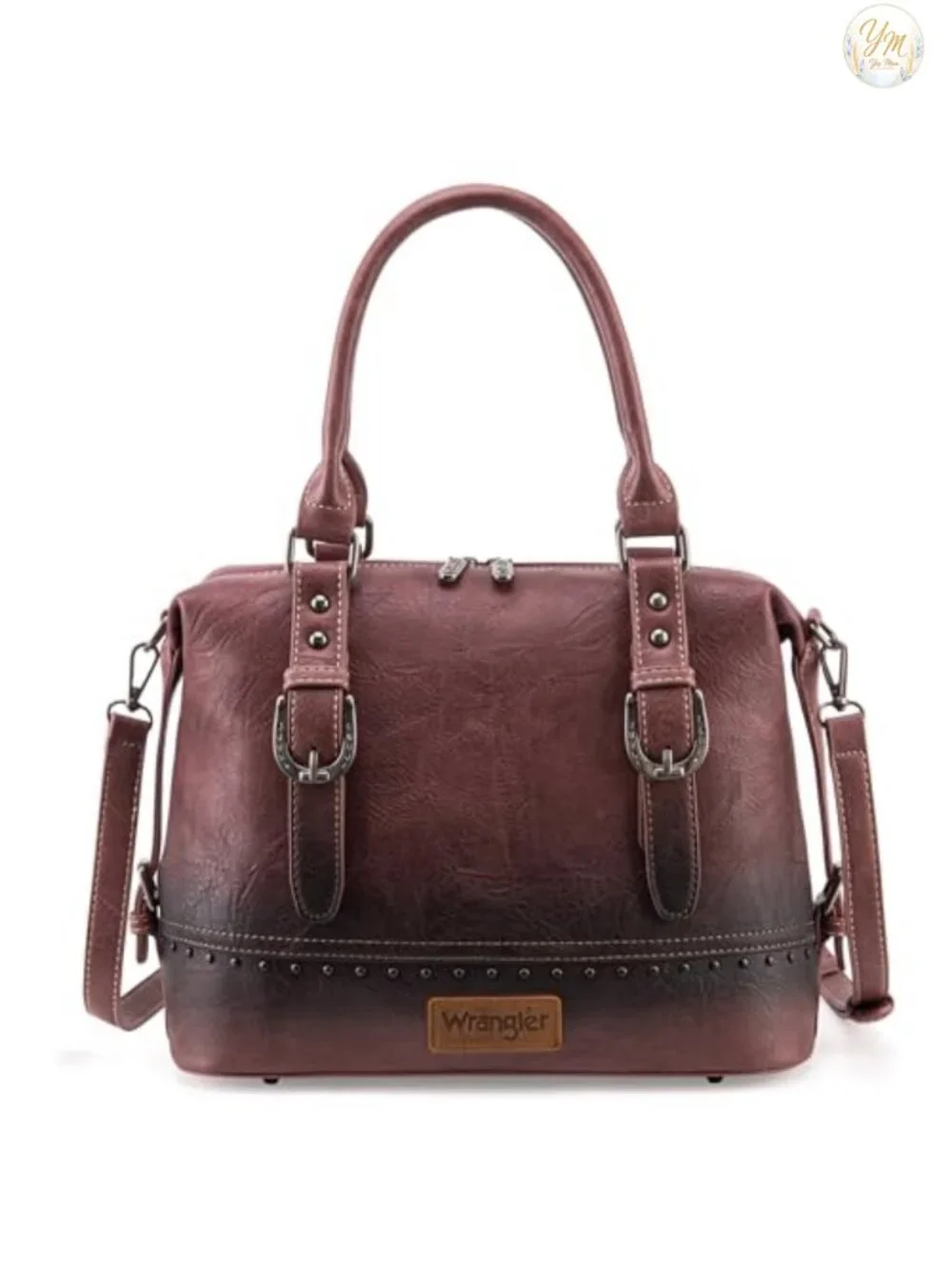 Vintage Western Barrel Satchel Hobo Bag Faux Leather Detachable Strap